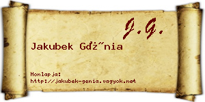 Jakubek Génia névjegykártya